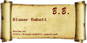 Blaser Babett névjegykártya